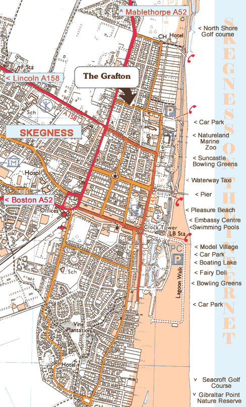 Map of Skegness and driectiuons to The Grafton